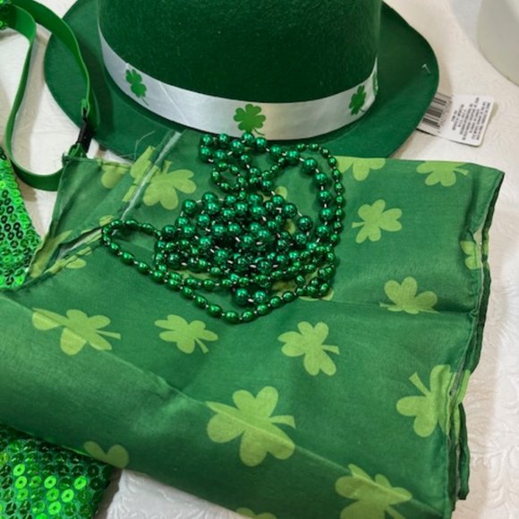 St Patrick's Day Hat, Tie, Scarf, Beads, Vintage Guinness Koozie Package Lot - Picture 10 of 16